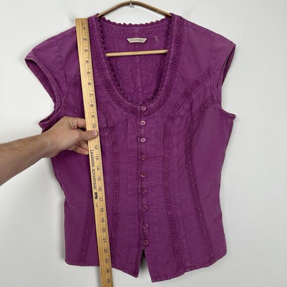 Soft Surroundings Women’s Size M Sleeveless Top Embroidered Button Up Purple - Picture 4 of 6